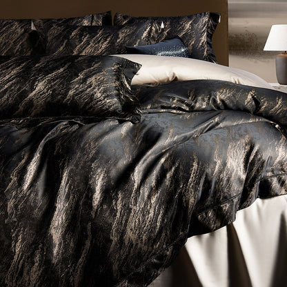 Marmor-Effekt Luster Satin Bettbezug Set mit Wendefutter und passendem Kissenbezügen
