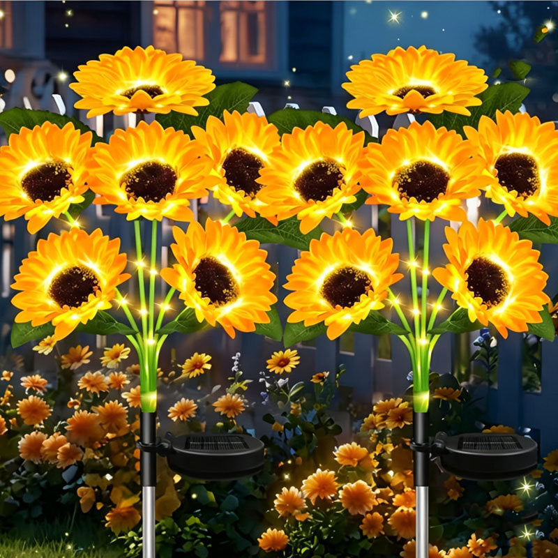 Solarbetriebene LED-Sonnenblumen-Gartenstehlampe mit wasserdichtem Panel und verstellbarem Stiel Brehn