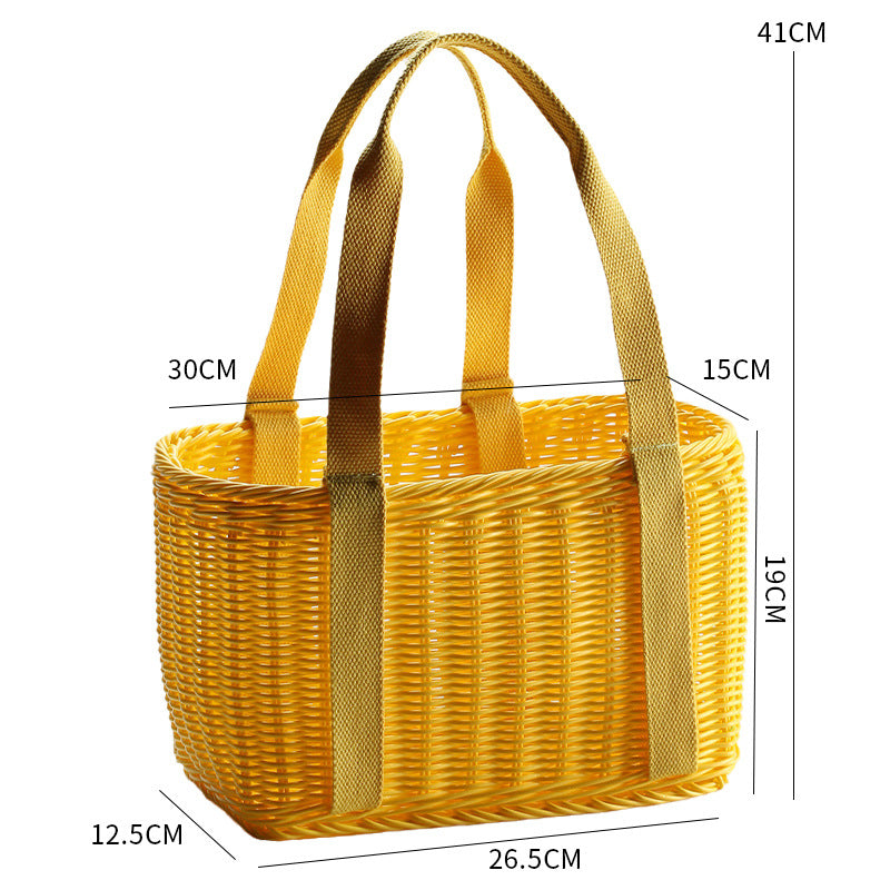 Unisex Robust geflochtener Einkaufskorb mit bequemen Stoffgriffen Brehn