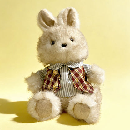 Plüsch Sitzender Hase Comforter Spielzeug mit Ultra-Weichem Kunstfell, Besticktem Gesicht und Strickschal Brehn