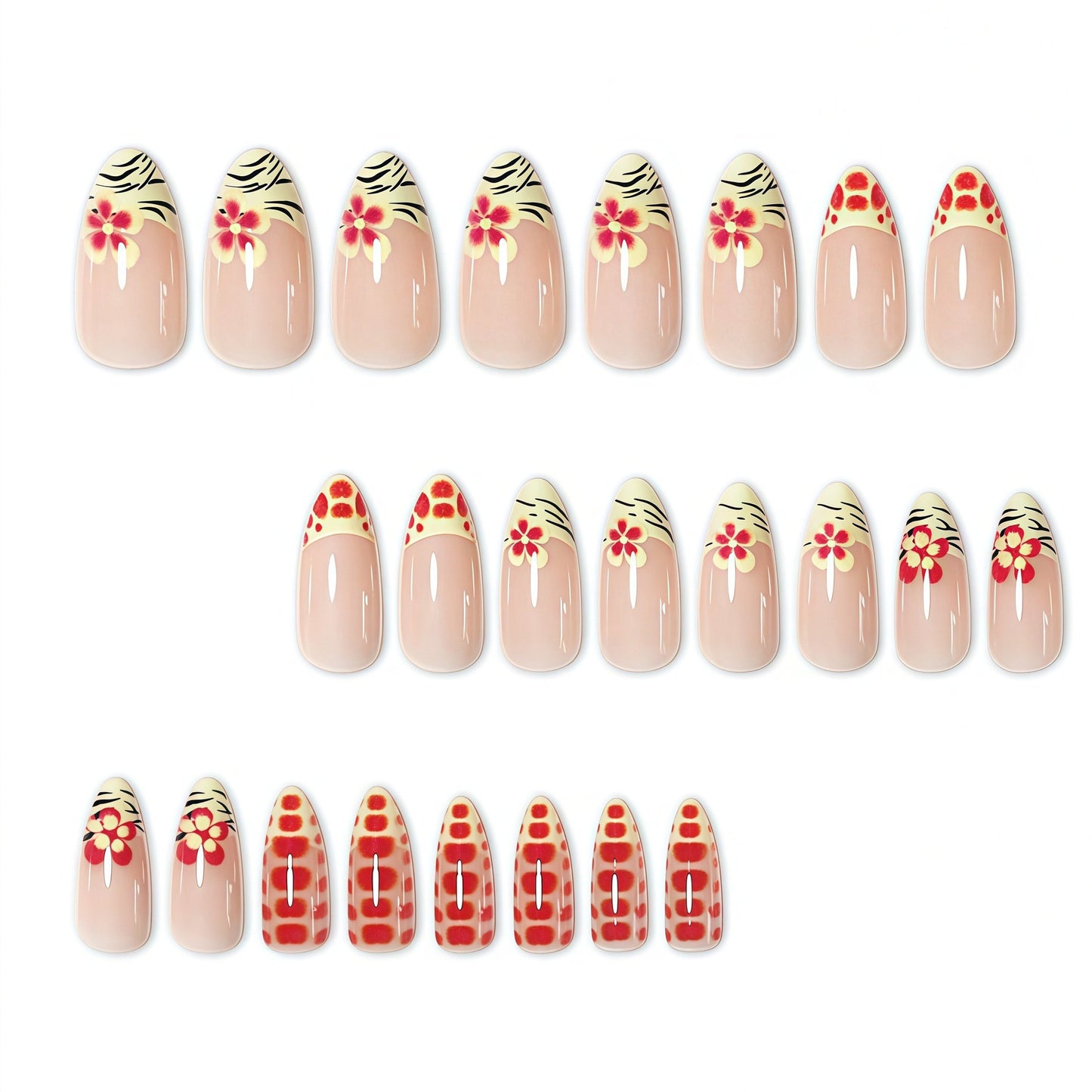 Künstlerische florale Acryl-Nagelerweiterungen Brehn