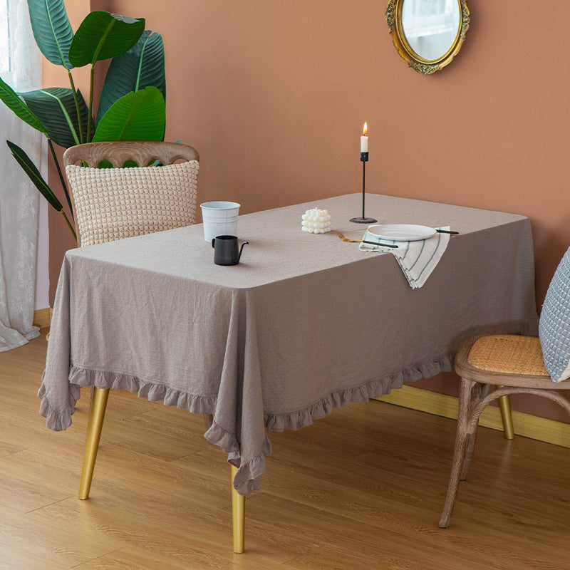 Leichte Baumwoll‑Gaze Tischdecke mit Volant und natürlicher Struktur Brehn