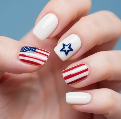 Patriotisches Glitzer-Gel-Nagelkunst Brehn