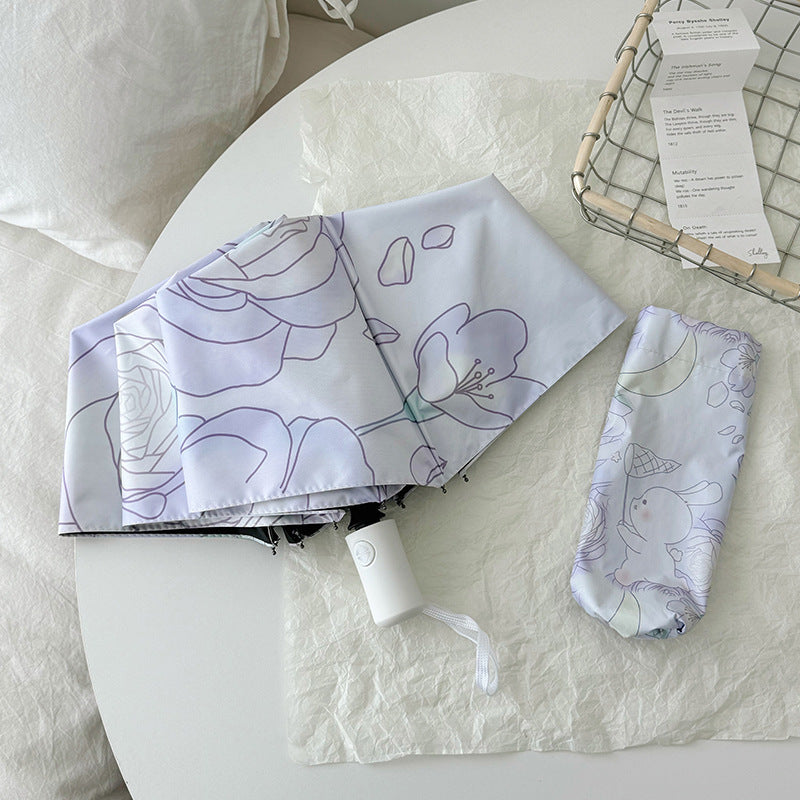 Damen Faltbarer Regenschirm mit floralem Minimalismus Brehn
