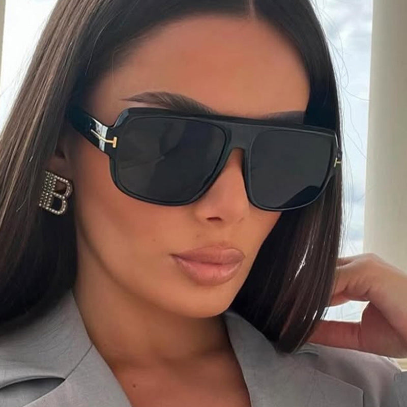 Damen modische quadratische Sonnenbrille mit trendigem Schildkrötenmuster Brehn