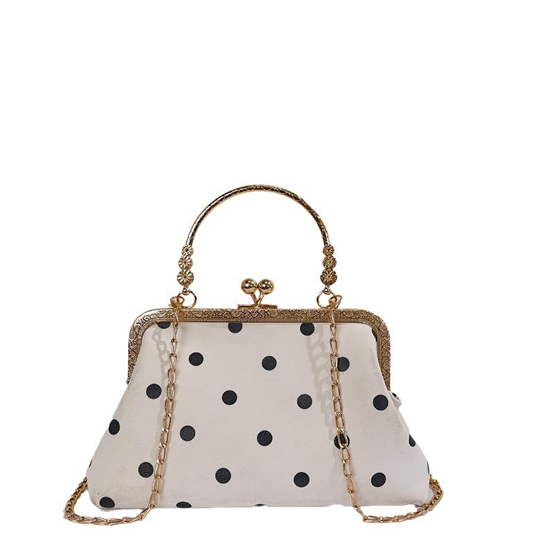 WoVintage Elegante Polka Dot Abend-Clutch Brehn