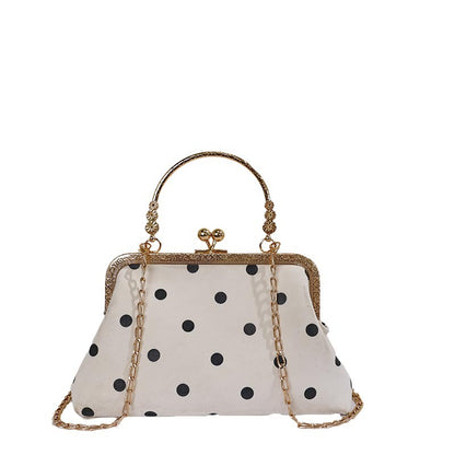 WoVintage Elegante Polka Dot Abend-Clutch Brehn