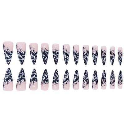 Künstlerische Stiletto Press-On Nägel mit abstraktem Design Brehn