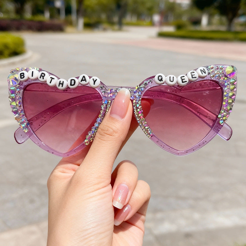 Dekorative mit Strass verziert Herzförmige Sonnenbrille Brehn