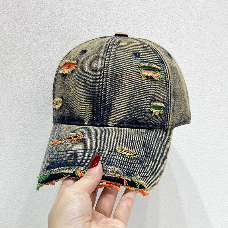 Damen Zerrissene Denim Baseball Cap Brehn 1784084142