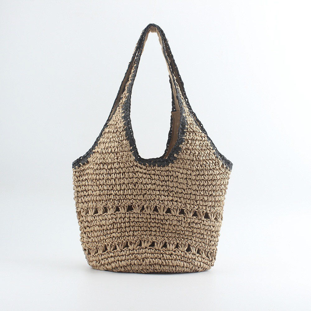 Strandschultertasche Aus Handgewebtem Bast mit Eleganter Spitze Brehn