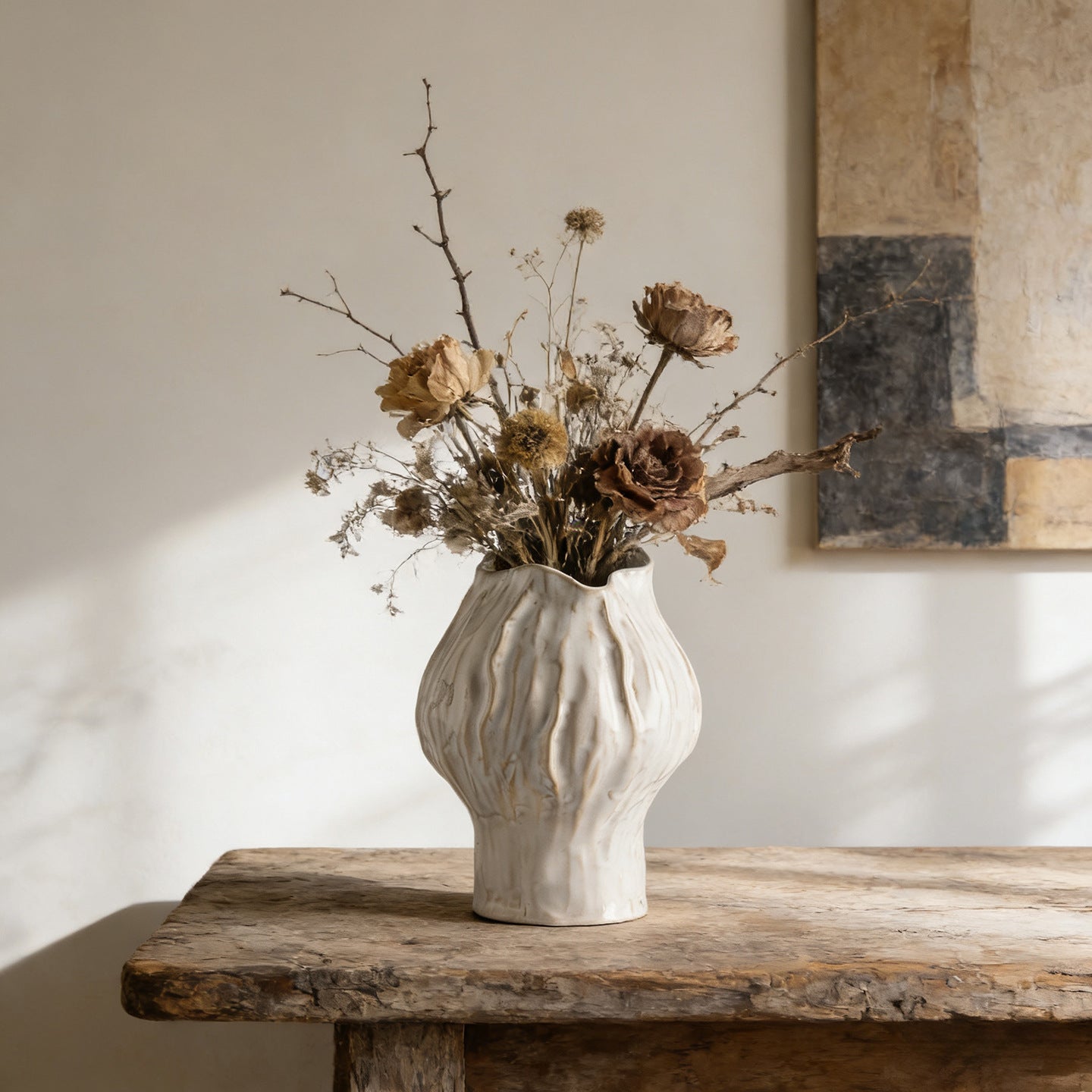 Handgemachte Texturierte Keramische Skulpturale Vase