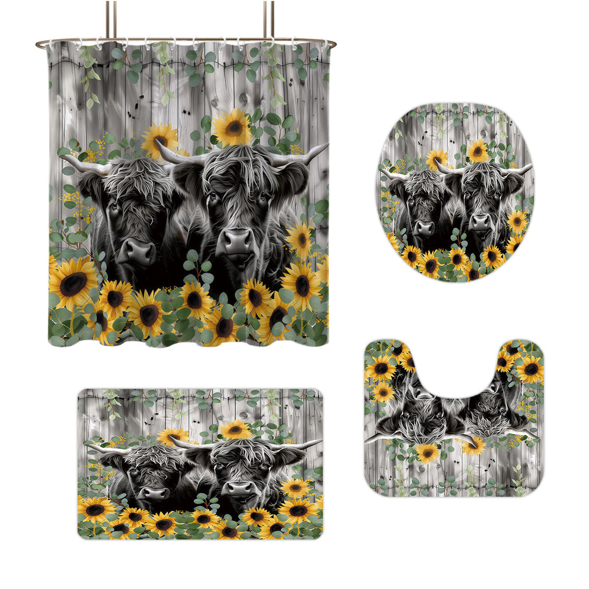 Digital Floral Print Badezimmer Set Brehn