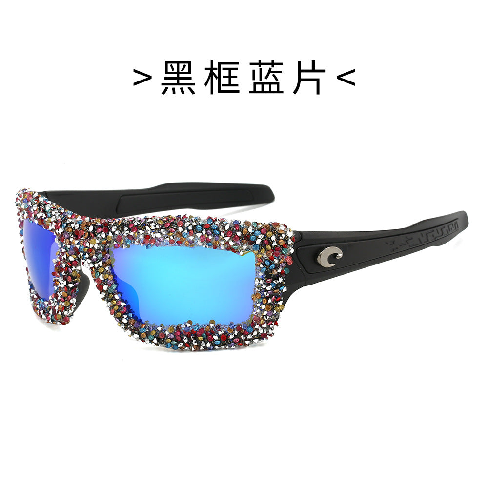 Damen Sportliche Sonnenbrille mit funkelndem Strassrahmen Brehn