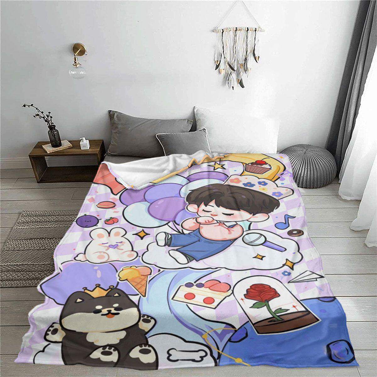 Cartoon Print Fleece Decke