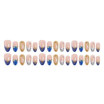 Kunstnagelset mit elegantem Blumen- und Glitzer-Design Brehn