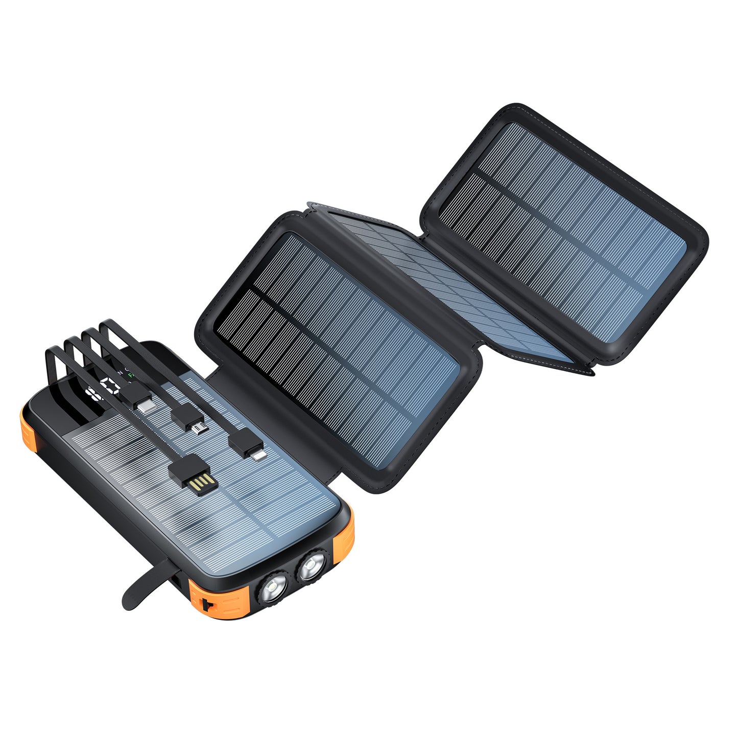 Solar-Ladegerät mit Powerbank und LED-Lichtern Brehn
