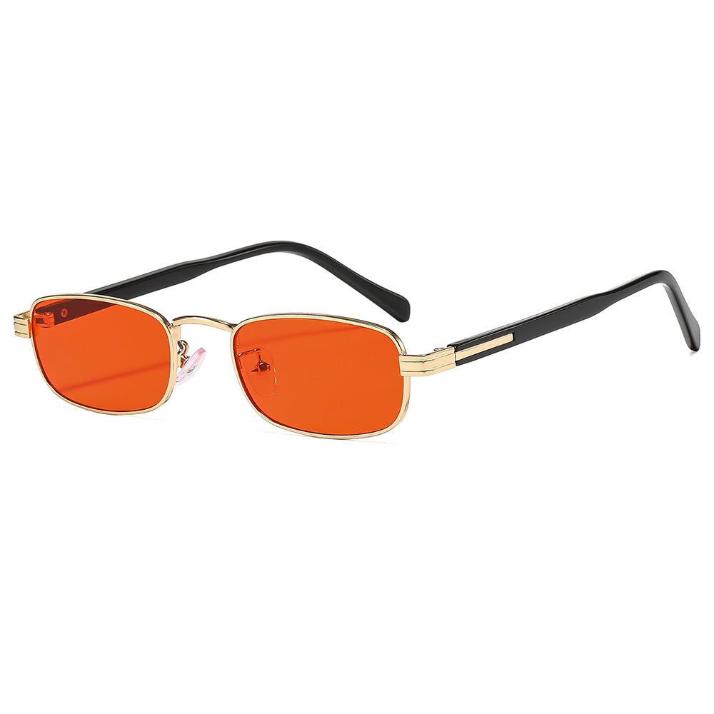 Damen modische Sonnenbrille mit stilvollem Metallrahmen und orangefarbenen Gläsern Brehn