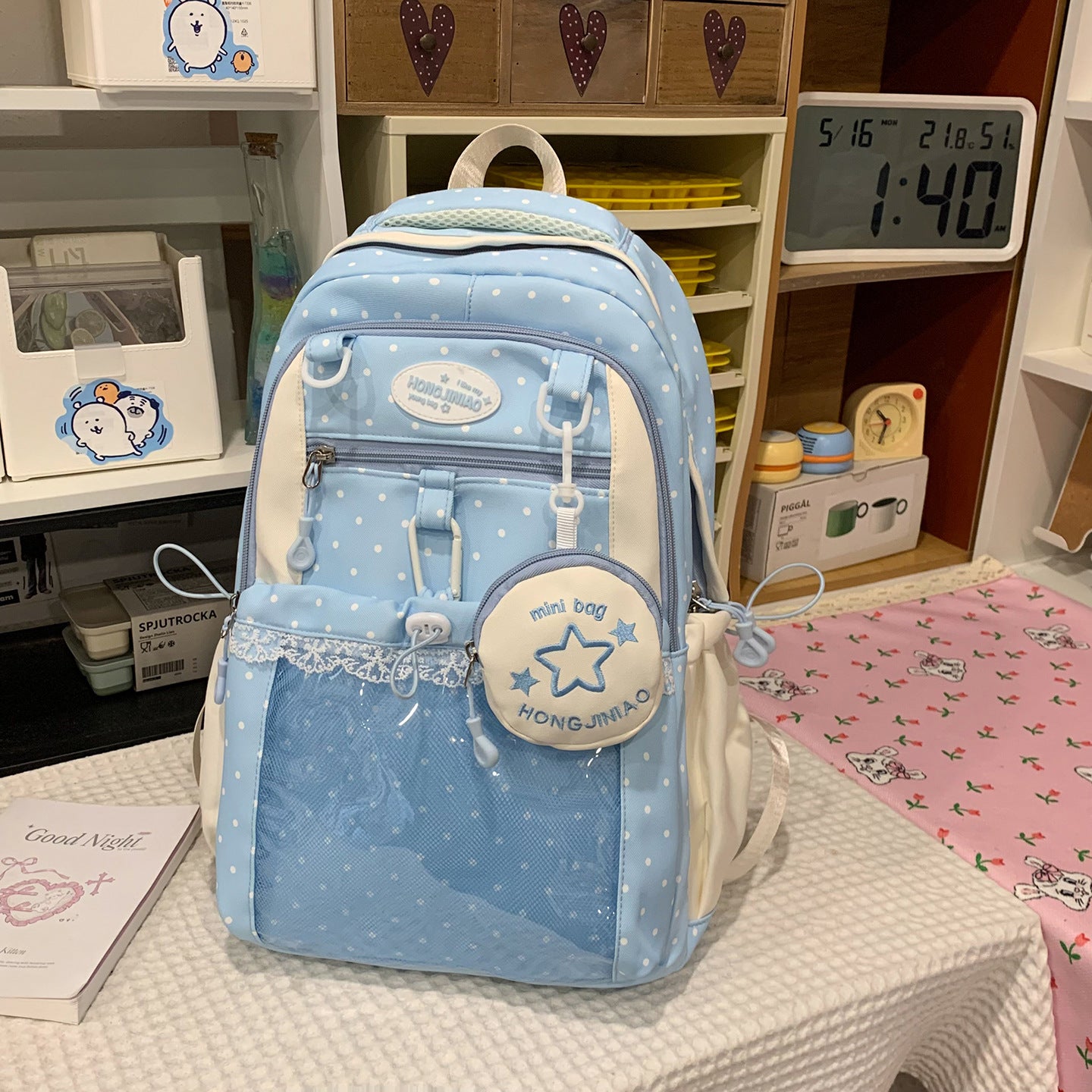 Verspieltes Charakterdesign Transparenter Schulrucksack