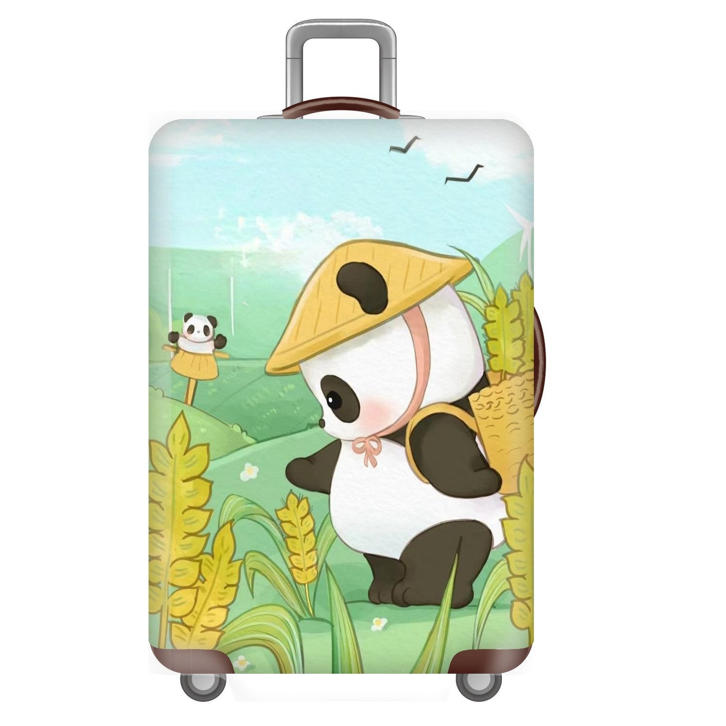 Unisex nan elastische Kofferhülle für Hartschalen-Trolley mit niedlichem Panda-Motiv, dehnbarer Schutzüberzug mit Griff‑ und Rollenöffnungen Brehn