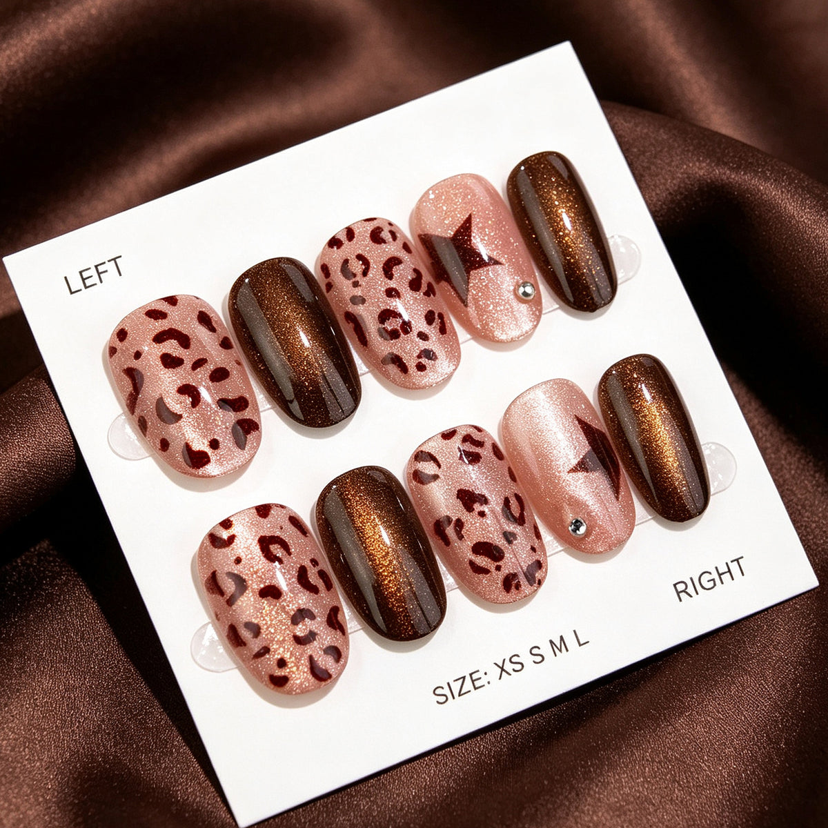 Künstlerisches Leopardenmuster und Glitzer Press-On Nagel Set