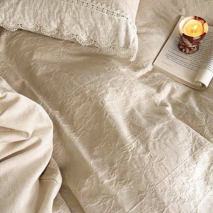 Luxuriöses florales Jacquard-Bettbezug-Set mit Spitzenbesatz