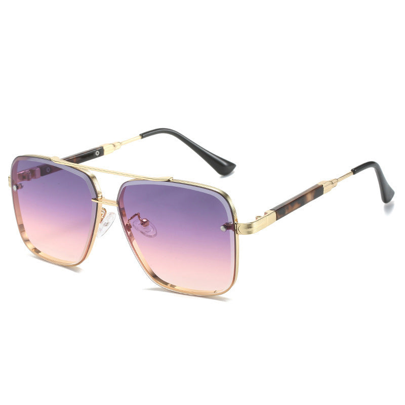 Damen Geometrische Oversize-Sonnenbrille mit filigranem Metallrahmen Brehn