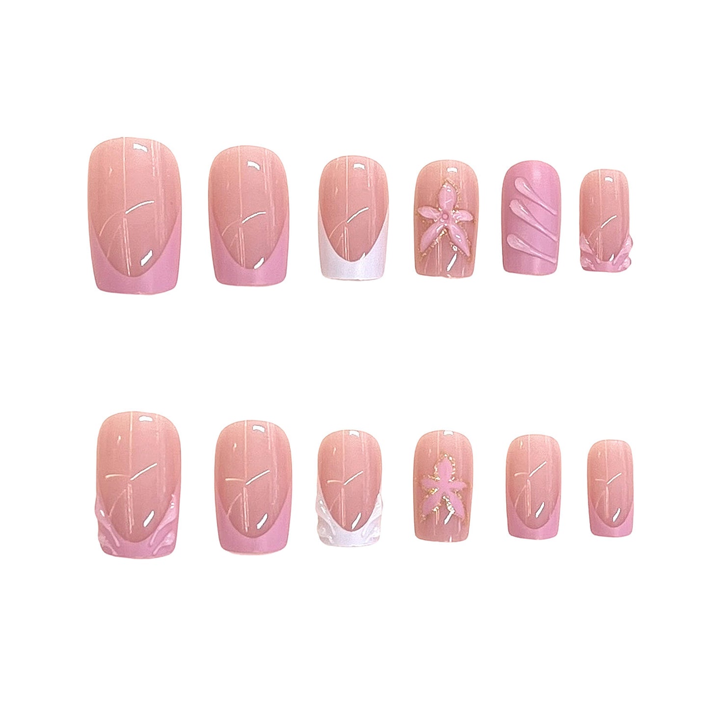 Elegantes Blumendesign Press-On-Nagelset Brehn