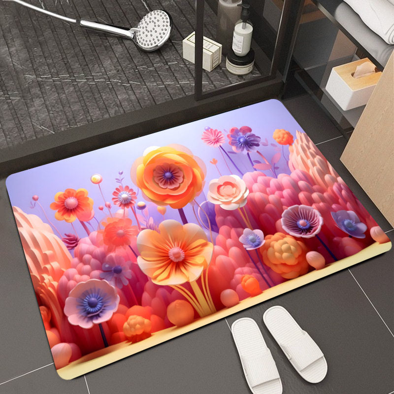 Floral Design Memory Foam Badteppich Brehn