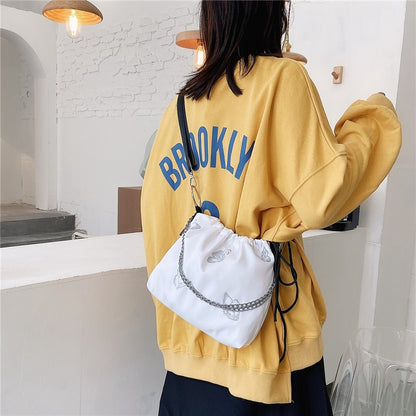 Elegante Drawstring Schmetterlingsdruck Handtasche