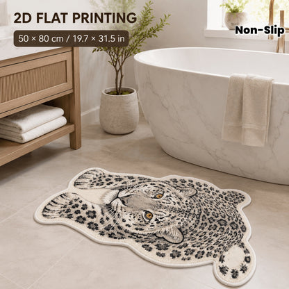 Rutschfeste Badezimmermatte im Lederlook mit Leopardenmuster