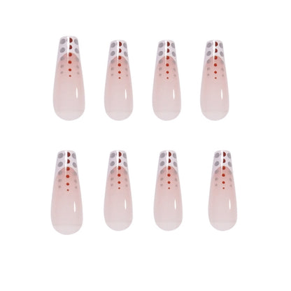 Kunstvolle Nagelverlängerungen mit eleganten Dots und schimmerndem Ombré Brehn