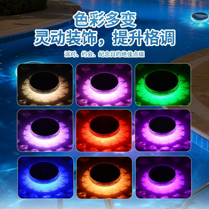 Schwebende Solar RGB Poollichter mit wasserdichtem LED-Ring und Dämmerungs- bis Tageslichtsensor Brehn