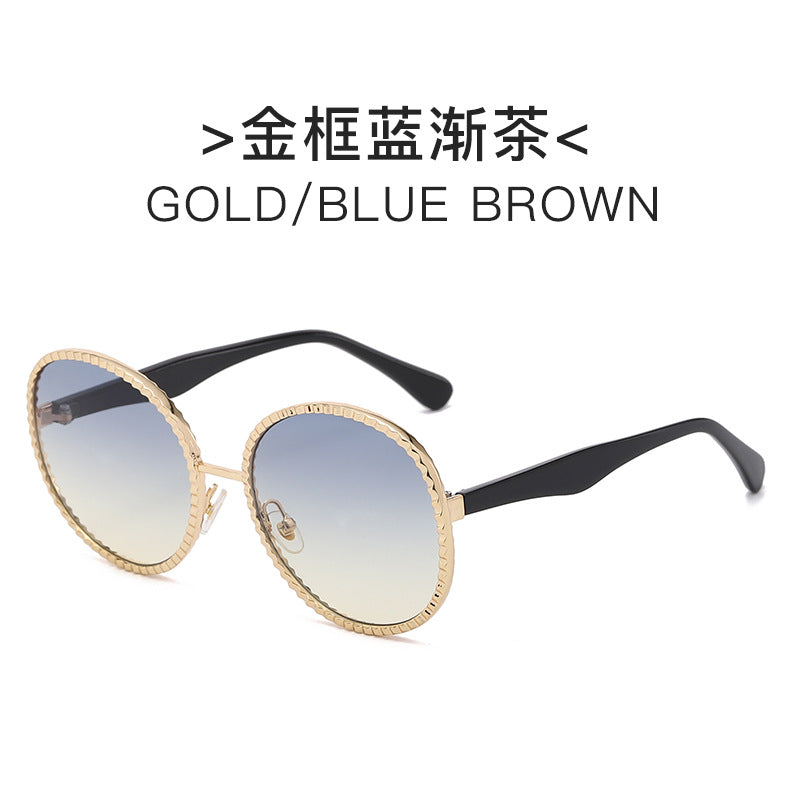Damen elegante oversized Sonnenbrille mit gewebtem goldenen Rahmen Brehn
