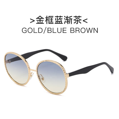 Damen elegante oversized Sonnenbrille mit gewebtem goldenen Rahmen Brehn