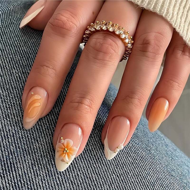 Dekoratives Blumen Acryl Nagelset Brehn
