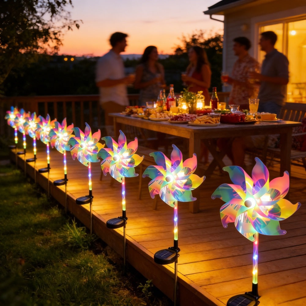 LED Solarbetriebene Drehende Windmühlenweg Stake Lichter Brehn
