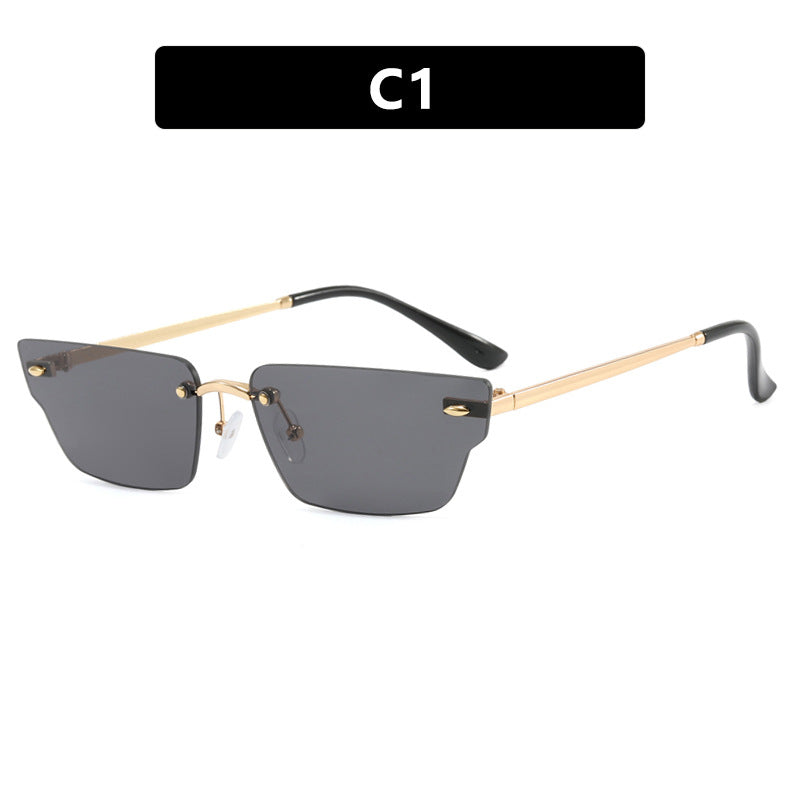 Damen geometrische Sonnenbrille mit filigranem Rahmen und transparenten Gläsern Brehn