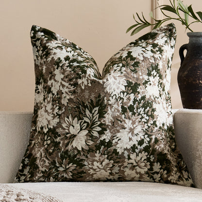 Übergroßes Jacquard Blumen Velours Kissenbezug mit verdecktem Reißverschluss