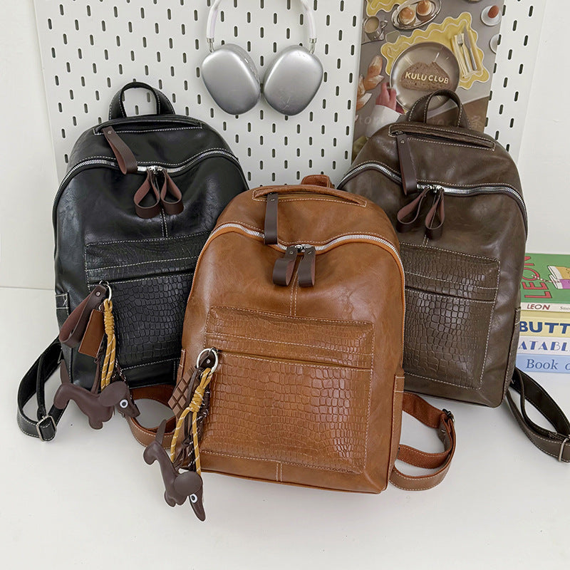 Stylische Krokodil-muster Leder Rucksack Brehn