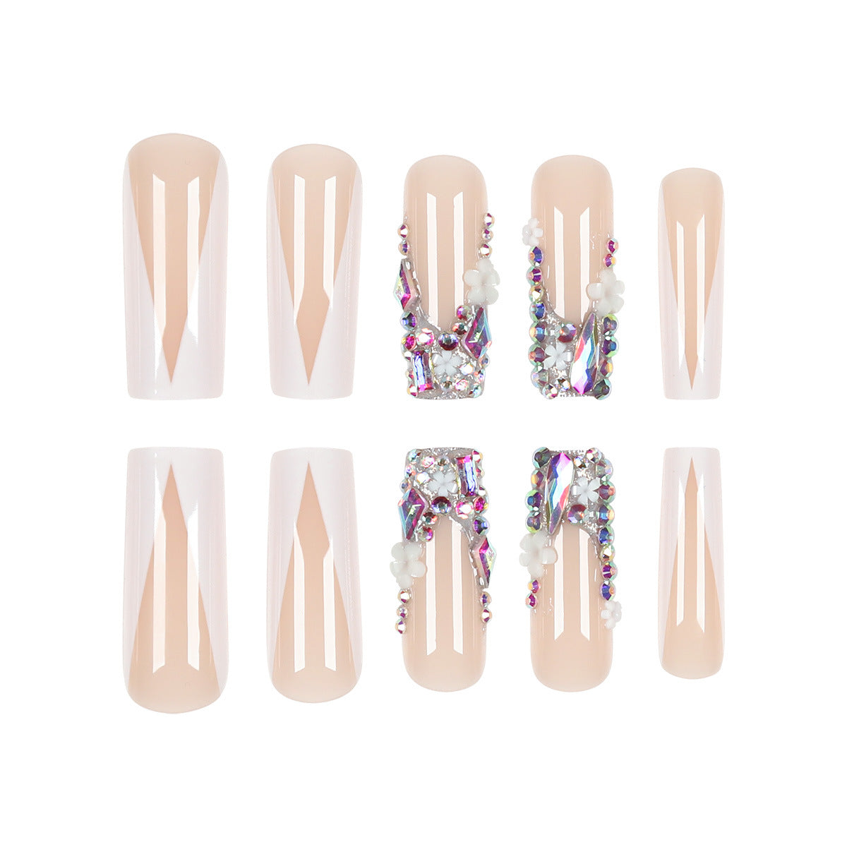 Luxus Stiletto Press-On Nägel mit floralen Verzierungen Brehn