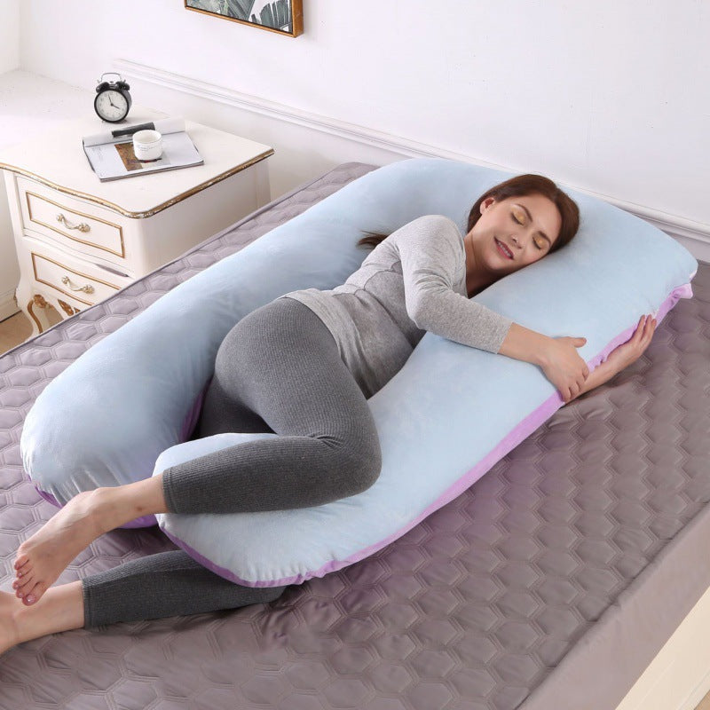 ergonomisches U-förmiges Ganzkörper-Schwangerschaftskissen mit abnehmbarem waschbarem Veloursbezug und verstellbarem Innenteil Brehn