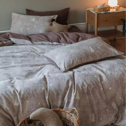 Luxuriöses Baumwoll-Bettwäsche-Set mit Jacquard-Zigzag- und Sternenmuster