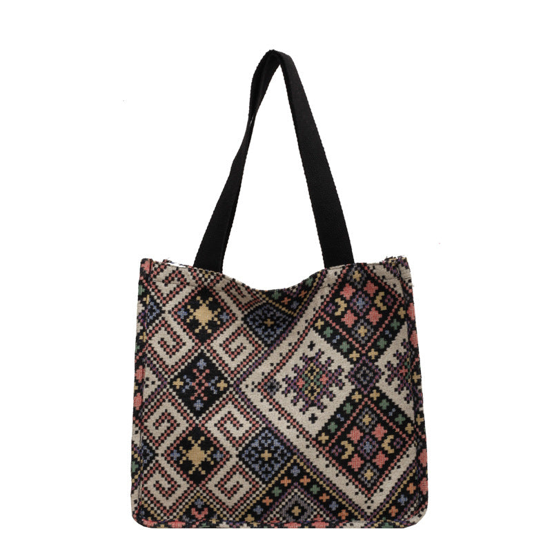 Handgefertigte geometrisch gemusterte Tote Bag