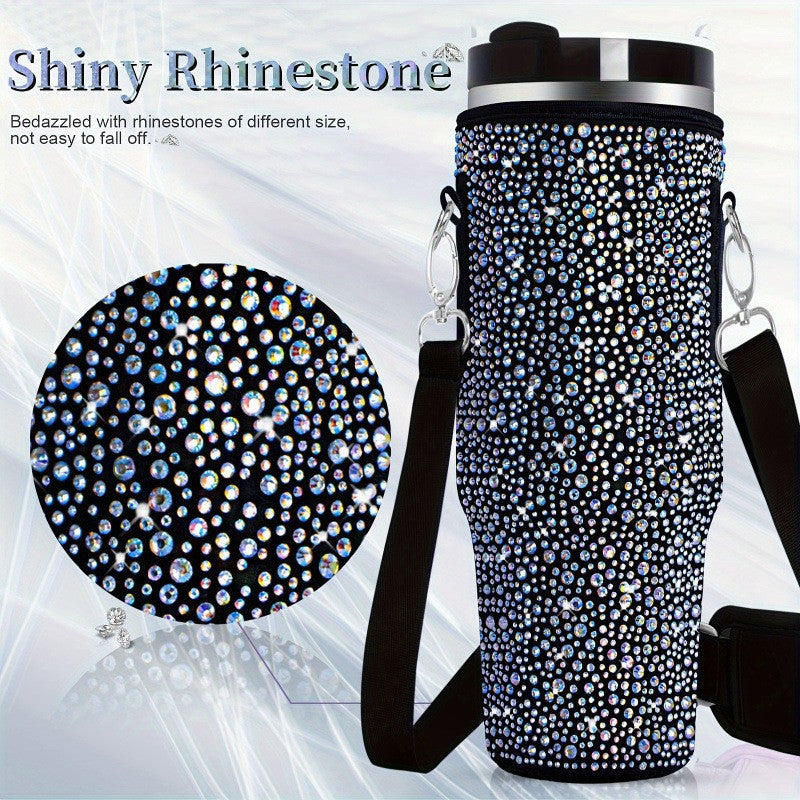 Damen trendige und glitzernde Trinkflasche mit Umhängetasche Brehn