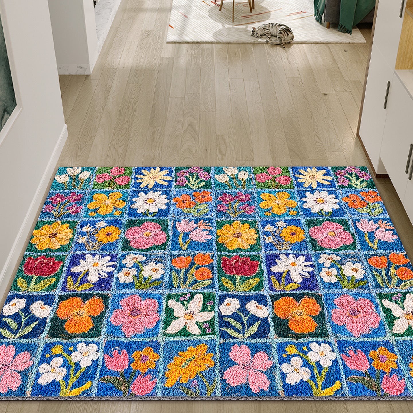 Buntes Florales Patchwork-Teppich Brehn