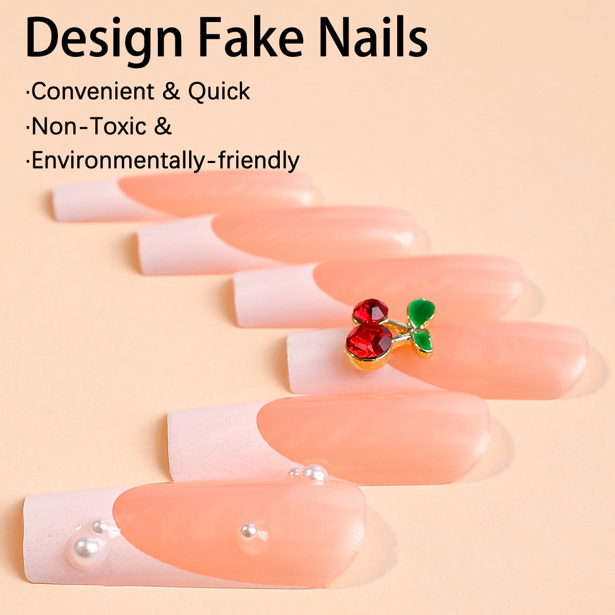 Kunstnagelset mit eleganten 3D-Verzierungen und Perlenakzenten Brehn