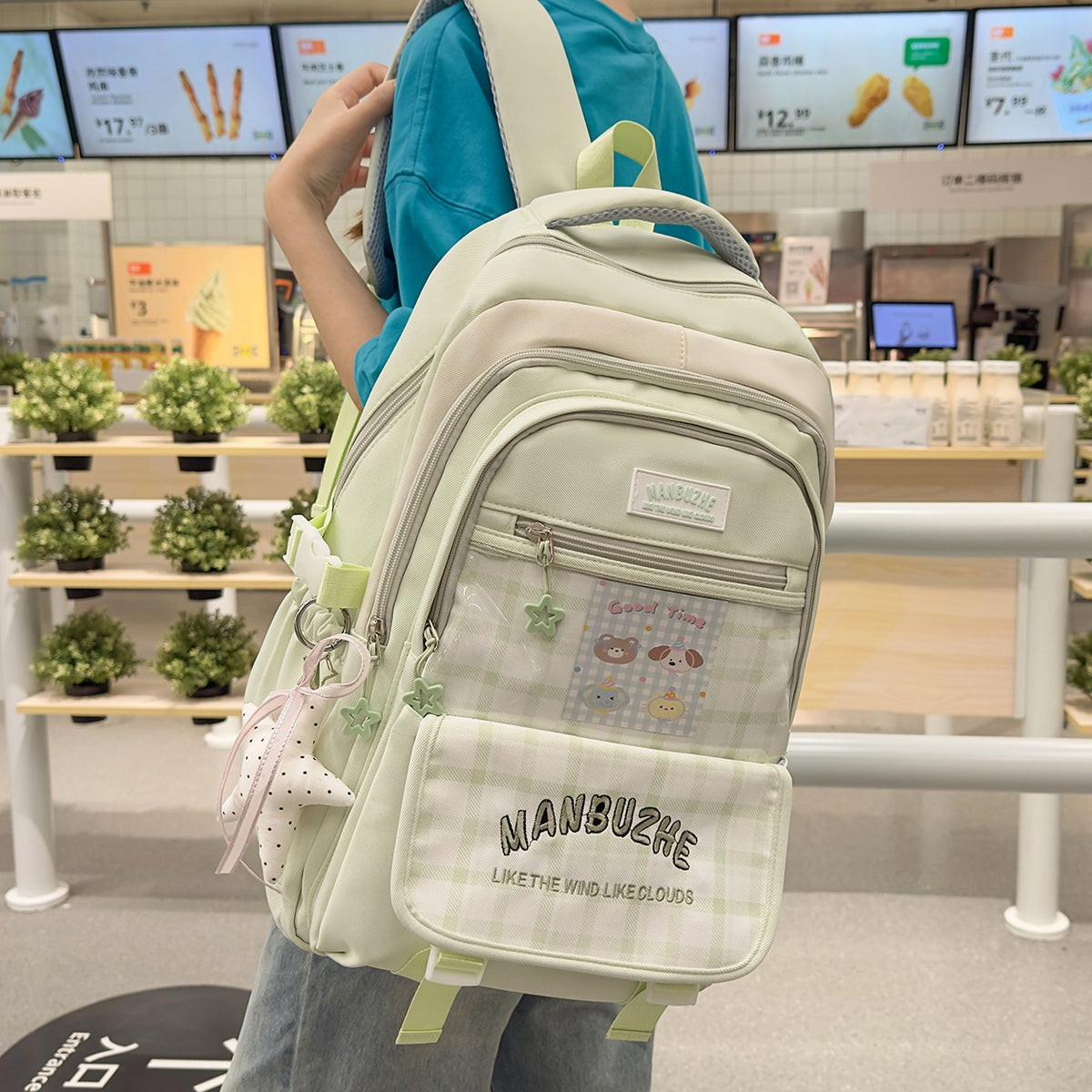 Trendiger geräumiger Rucksack mit transparenter Tasche Brehn