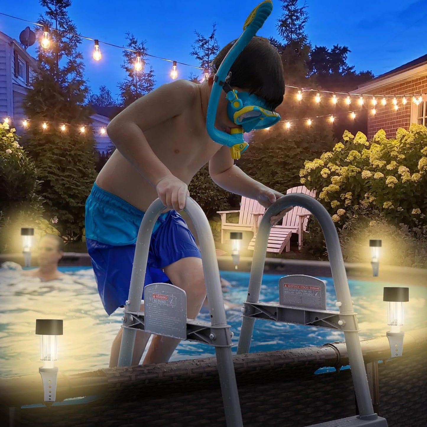 Solarbetriebene LED Clip-On oberirdische Poolrandlichter mit wasserdichten langlebigen Montagesockeln