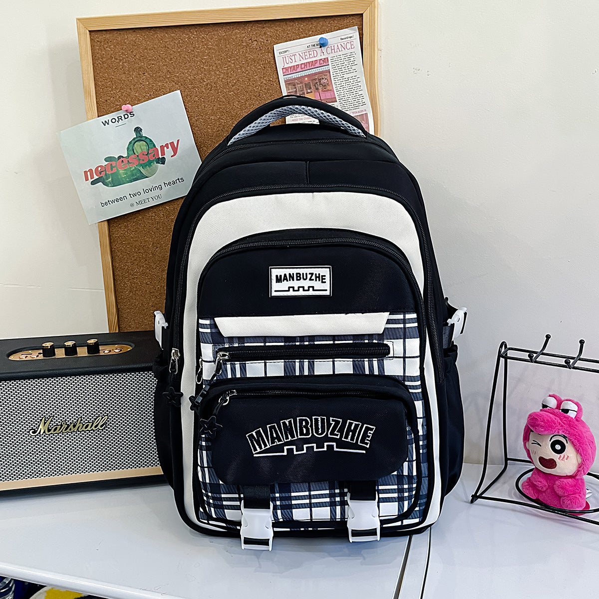 Lässiger kariert Muster Schulrucksack